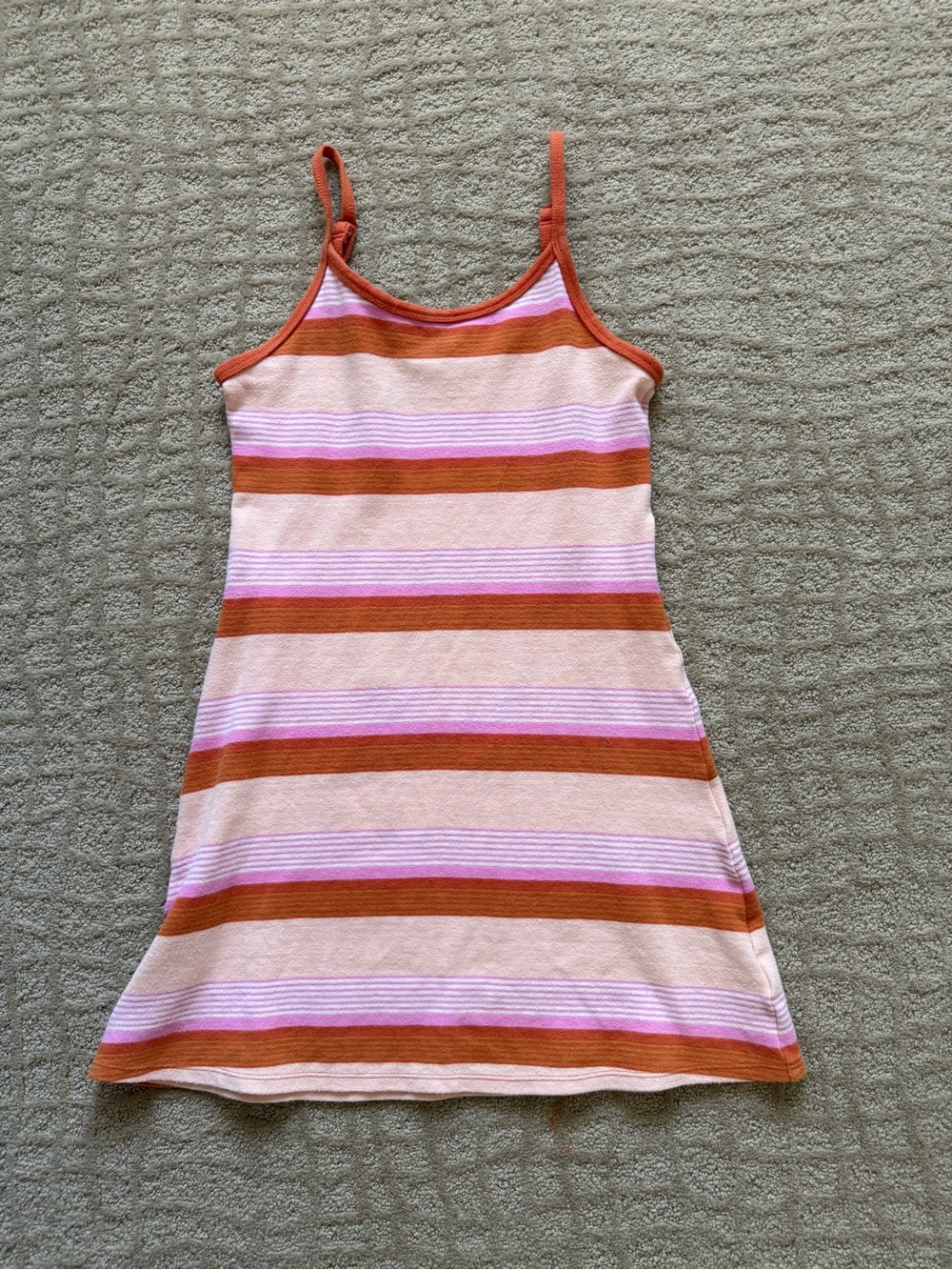 American Eagle Outfitters Striped Knit Cami Dress in Peach, Rust & Pink